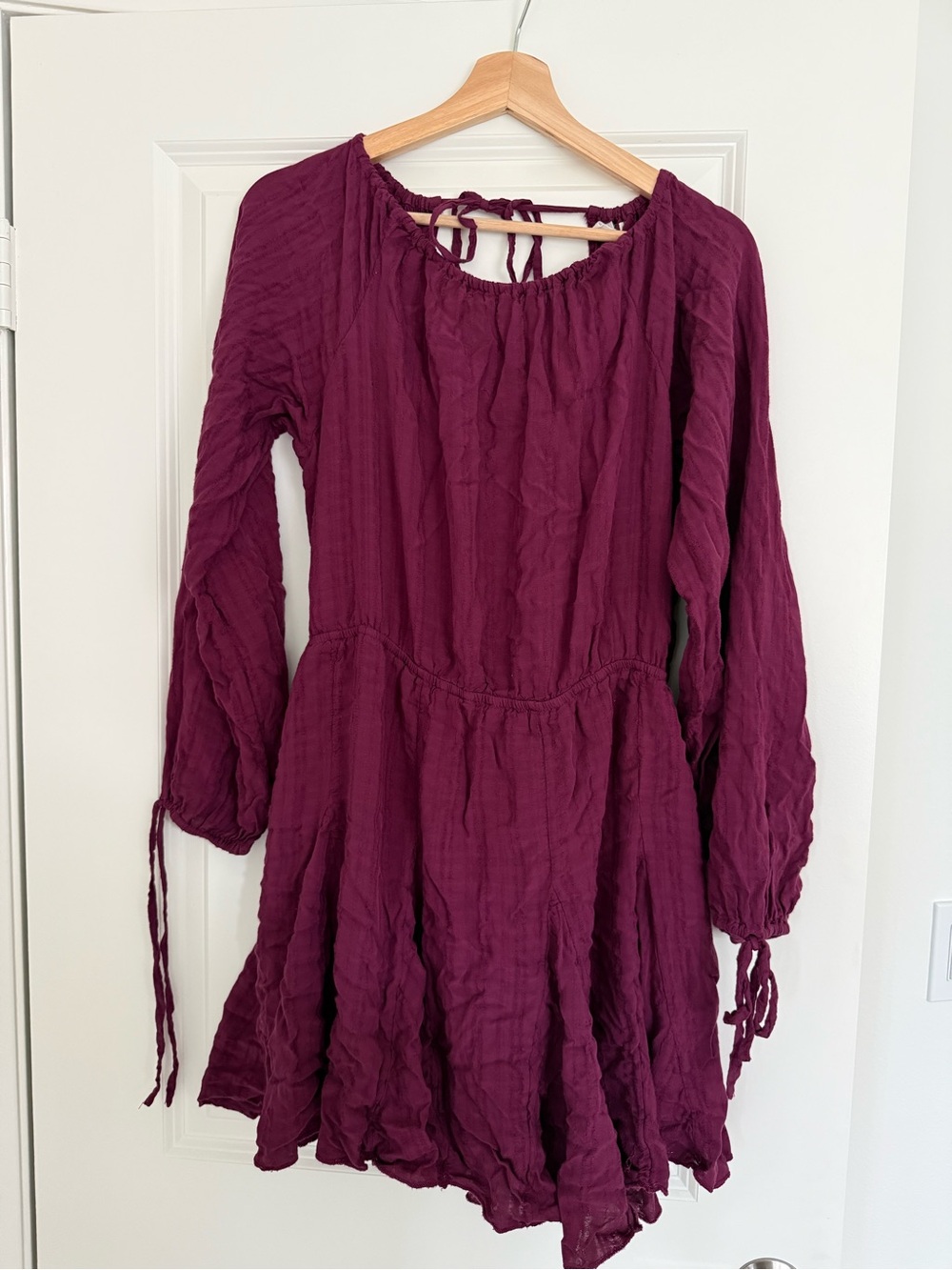 Roxy' Long Sleeve Boho Dress in Deep Berry